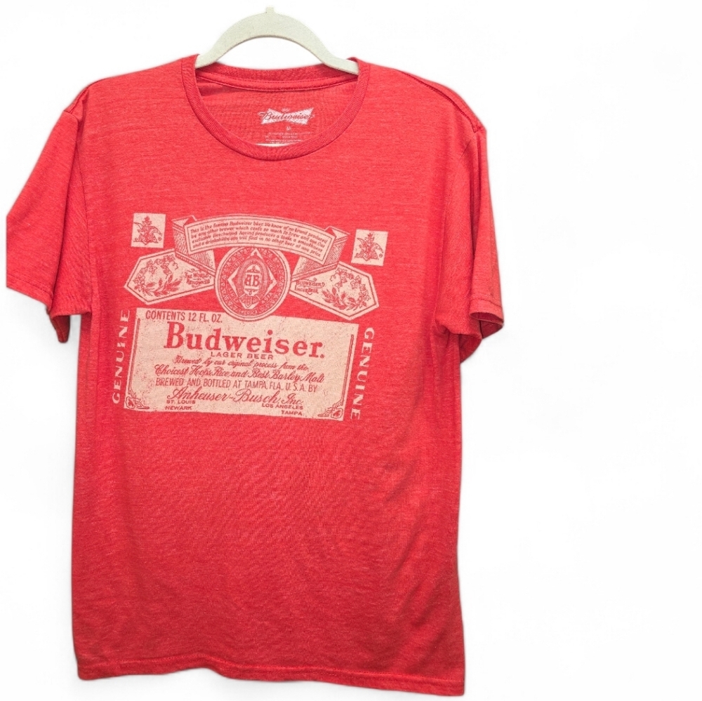 Budweiser Classic Red Graphic Tee Medium Vintage Beer‎ Logo Retro Bar Brewery